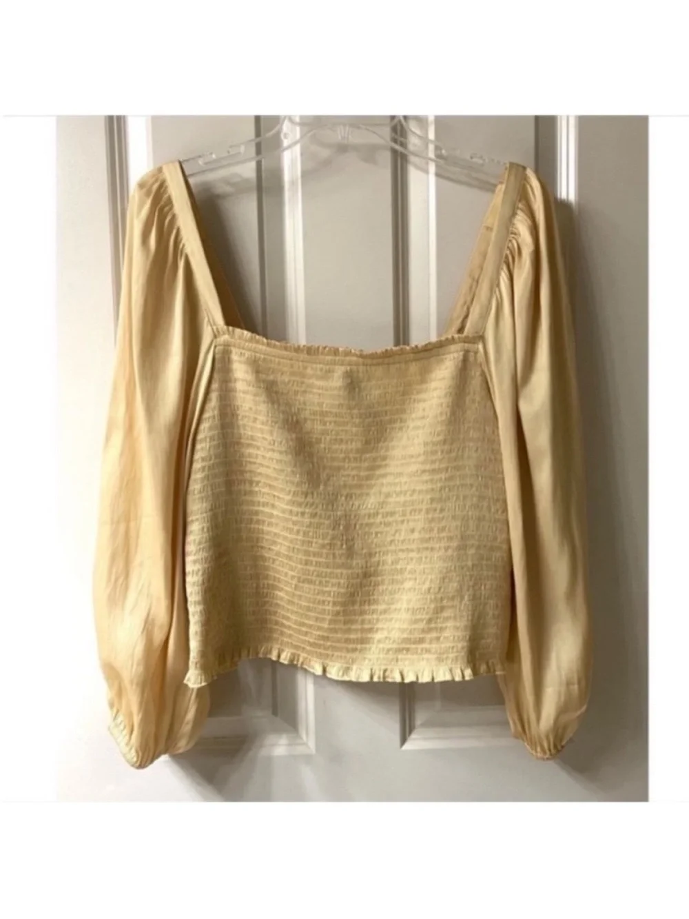 J.Crew Squareneck Smocked Satin Top